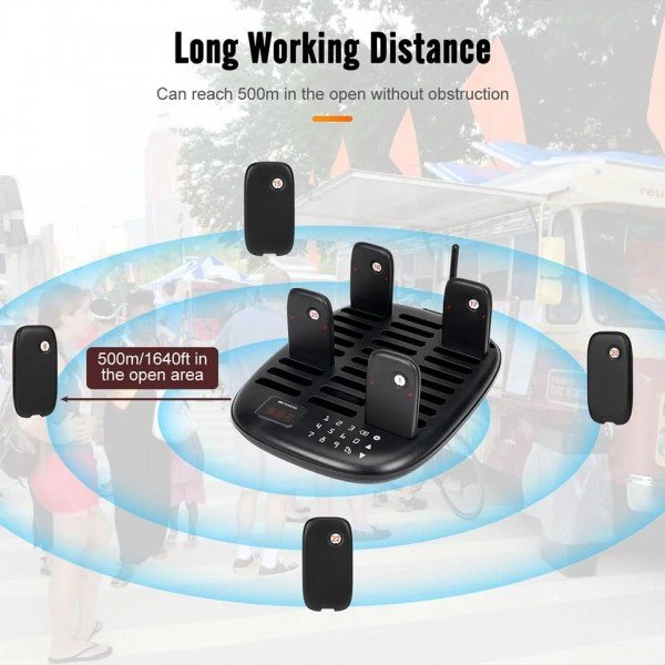 جهاز نداء العملاء وايرليس يحتوي على 30 بيجر, للمطاعم ومحلات الكوفي شوب والمستشفيات مع ميزة اهتزاز, رنين Retekess TD175P