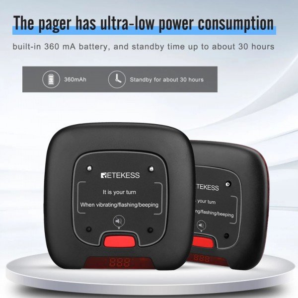 جهاز نداء لاسلكي عالي النطاق يصل حتى 800 متر للمطاعم ومحلات الكوفي شوب والمقاهي موديل Retekess TD183