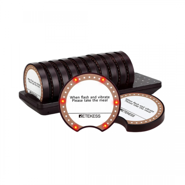 نظام استدعاء لاسلكي للمطاعم من Retekess TD162 مع 10 من أجهزة الاهتزاز للطاولات، يستخدم للمقاهي وصالونات التجميل صالات الطعام وغيرها
