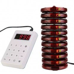 جهاز بيجر لنداء العملاء في المطاعم والمحلات التجارية على شكل برج, يحتوي على 10 بياجر, مع جهاز لكتابة أدخال الأرقام ضد الماء ويعمل باللمس موديل Retekess TD158