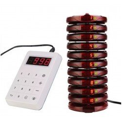 جهاز بيجر لنداء العملاء في المطاعم والمحلات التجارية على شكل برج, يحتوي على 10 بياجر, مع جهاز لكتابة أدخال الأرقام ضد الماء ويعمل باللمس موديل Retekess TD158 جهاز بيجر لنداء العملاء في المطاعم والمحلات التجارية على شكل برج, يحتوي على 10 بياجر, مع جهاز لكتابة أدخال الأرقام ضد الماء ويعمل باللمس موديل Retekess TD158