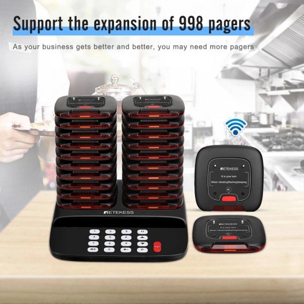 جهاز نداء لاسلكي عالي النطاق يصل حتى 800 متر للمطاعم ومحلات الكوفي شوب والمقاهي موديل Retekess TD183