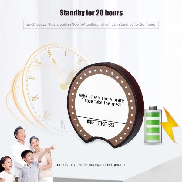 نظام استدعاء لاسلكي للمطاعم من Retekess TD162 مع 10 من أجهزة الاهتزاز للطاولات، يستخدم للمقاهي وصالونات التجميل صالات الطعام وغيرها