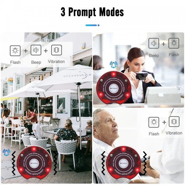 جهاز بيجر نداء للمطاعم ومحلات الكوفي شوب, العيادات مكون من 10 بياجر موديل Retekess TD165