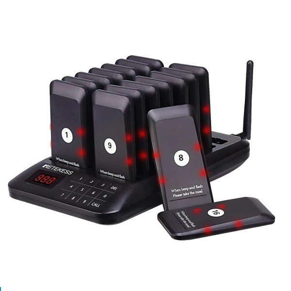 جهاز نظام استدعاء ونداء للمطاعم و ارسل اشعارات للعملاء في المطعم أو الكوفي شوب بتقنية الوايرليس يحتوي على 16 مستقبل - Retekess TD157